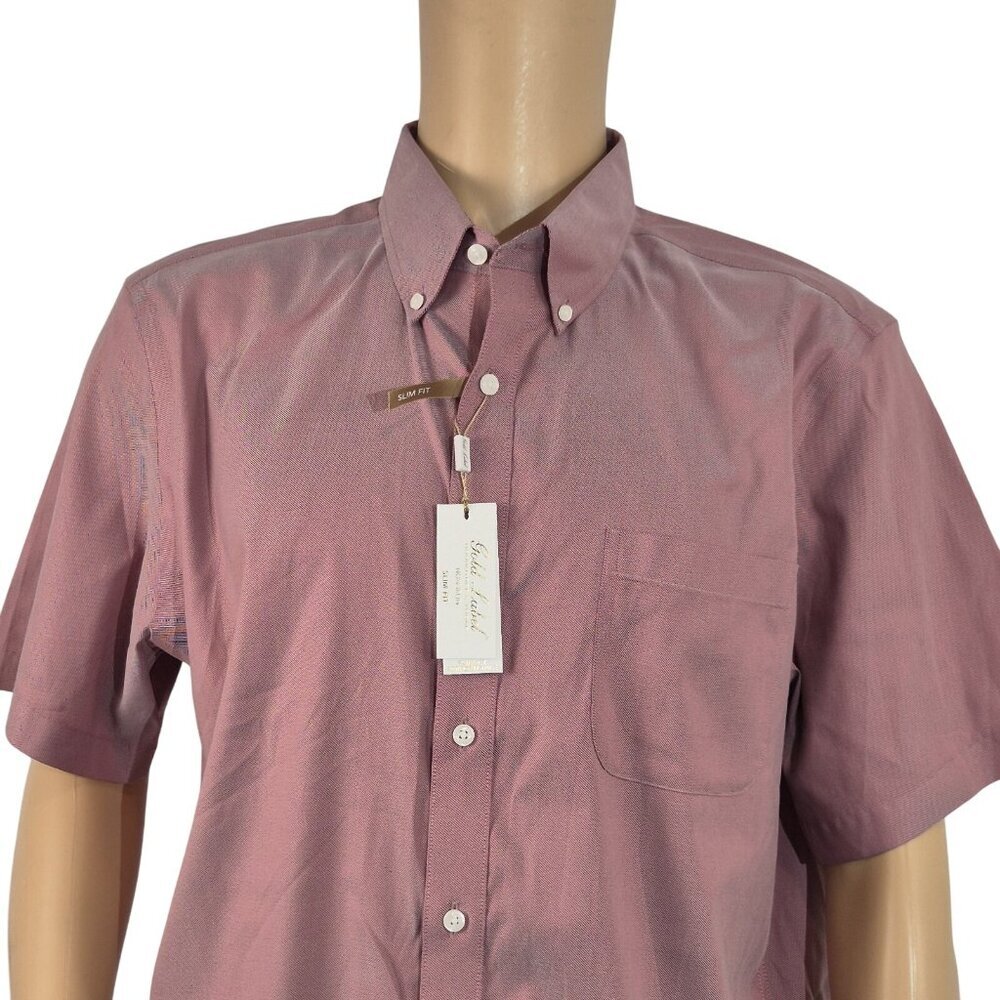 Roundtree & Yorke Gold Label Men's Shirt Size XL Non Iron Red Slim Fit 56